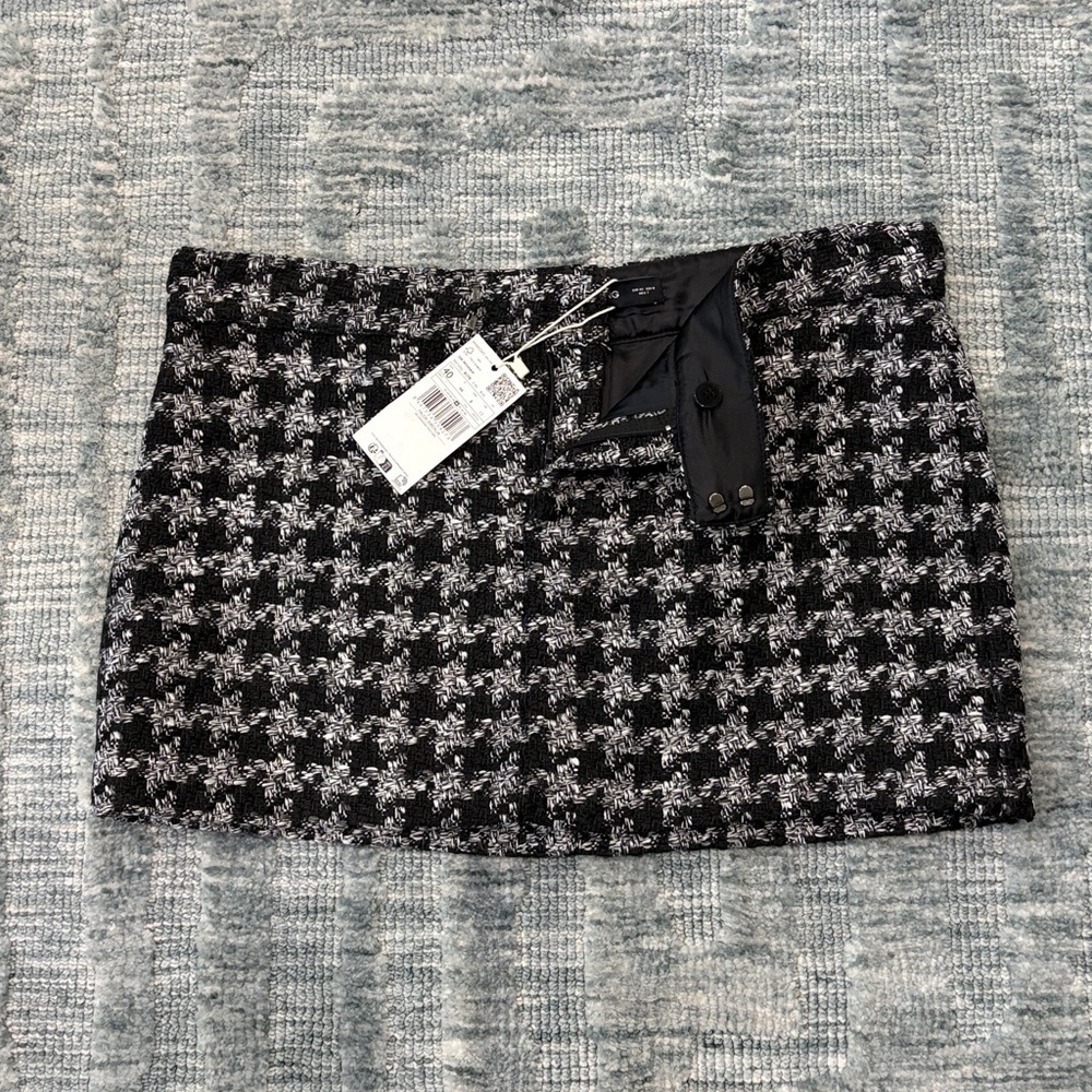 Mango Monochrome Houndstooth Mini Skirt - Picture 7 of 8